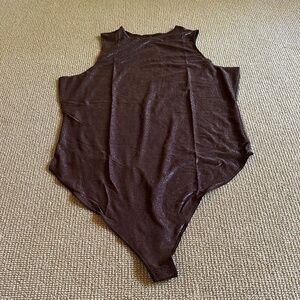 Skims Cocoa Shimmer Crew Neck Bodysuit, Size 4X NWT